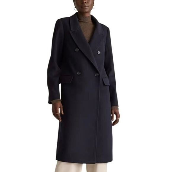 New Quince Cadet Navy Blue Italian Wool Double-Breasted Coat Small 3499 - Picture 1 of 13